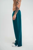 Unisex Boru Paça Baggy Eşofman Pantalon - Koyu Deniz Yeşili - 2