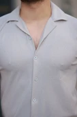 Erkek Kısa Kollu örme Kumaş Pamuklu Gömlek - 3