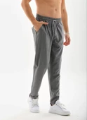 Unisex Çizgili Eşofman Altı - Füme - 4