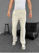 Su Yolu Çizgili Cepli Pantalon - Bej - 3
