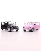 Sevgiliye Eşe Sürpriz Nostaljik Hediye 2 Adet Siyah Pembe Metal Vosvos Araba Dıe Cast Büyük Boy 12CM - 3