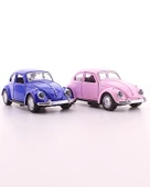 2 Adet Lacivert Pembe Metal Vosvos Araba Dıe Cast Sevgiliye Dekoratif Sürpriz Hediye Büyük Boy 12cm - 1