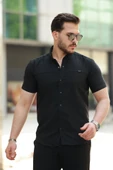 Erkek çıtçıt Düğmeli Kısa Kollu Gömlek - 1