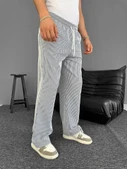 Su Yolu Çizgili Cepli Pantalon - Gri - 3