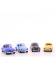 Dekoratif Nostaljik Hediye 4 Adet Renkli Çek-bırak Metal Vosvos Araba Dıe Cast Büyük Boy 12CM - 5