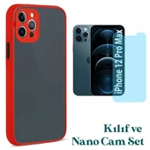 Apple iPhone 11 Pro Max Uyumlu Montreal Kılıf Ve Nano Cam Ekran Koruyucu Set Kırmızı - 1