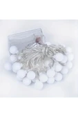 20 Adet Beyaz Top Led 3 Metre Kademeli Pilli Dekor Süsleme Aydınlatma Işık - 7