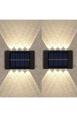 Modern 8 Ledli Solar Güneş Enerjili Duvar Aplik Lamba Bahçe Balkon Duvar Dekor Aydınlatma 2 Adet - 4