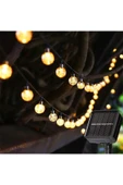 Solar Enerjili Kristal Dize Top Gün Sarı Işık 7 Metre Bahçe Aydınlatma Led Işık (50 TOP LED) - 8