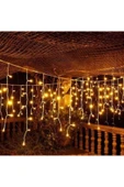16 Saçaklı 4 Mt Dekoratif 96 Led Işık Sarkıt Sarı Renk Ip Perde - 3