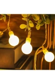 20 Adet Beyaz Top Led 3 Metre Kademeli Pilli Dekor Süsleme Aydınlatma Işık - 3