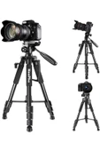 Tripod Sağlam Alüminyum Kalın Gövdeli Profesyonel Kamera Fotoğraf Telefon Tutucu Çantalı 170 Cm - 1