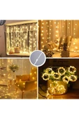 Tel Perde LED 3x3 10 Saçaklı 300 LED Kumandalı Işık USB Girişli - 2