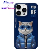 iPhone 14 Pro Parlak Zemin Üstüne Gerçek Nakış İşlemeli Gözlük Mont Detaylı 3D Animal Little Hipster Man Kılıf - 1