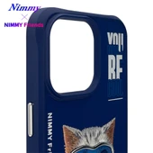 iPhone 14 Pro Parlak Zemin Üstüne Gerçek Nakış İşlemeli Gözlük Mont Detaylı 3D Animal Little Hipster Man Kılıf - 3