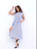 7127 ELBİSE-MAVİ BEYAZ ÇİZGİLİ - 4