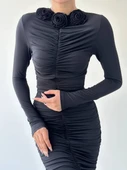 Carlis Gül Yaka Elbise - 4
