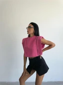 CHANEL VATKALI CROP BLUZ - Fuşya - 4