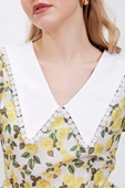 2478 Çiçekli Mini Elbise - Sarı - 4