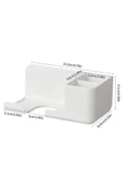 Banyo Rafı Sabunluk Diş Fırçası Saç Kurutma Makinesi Organizer – Duvara Monte, Beyaz Renk - 3