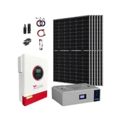 Güneş Enerjisi Bağ Evi Yüksek Kapasiteli Solar Paket 430w Güneş Paneli 5.5kw İnverter 5Kw Lityum Akü - 1