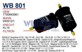 Wunder WB801 Oem 7700845961 Benzin Yakıt Filtresi - 1