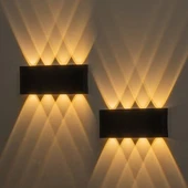 2 Adet 15 Watt, Amber Işık Ledli Çok Kaliteli İç ve Dış Mekan Aydınlatma Armatürü Bahçe Duvar Apliği - 5