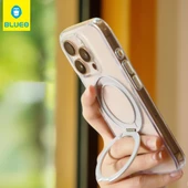 BLUEOB Crystal With 360 Rotatable iPhone 16 Kristal Sararmaya Dayanıklı MagSafe Stand Özellikli Anti-Drop Şeffaf Silikon Kılıf - 2