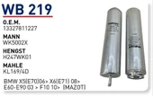 Wunder WB219 Mazot Filtresi Bmw X5(E70)06- X6(E71) 08- E60-E90 03 - F10 10- - 1