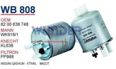 Wunder WB808 Mazot Filtresi Kangoo III 08- Laguna III 08- Twingo 08- 1.5 DCI 2.0 DCI - 1