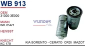 Wunder WB913 Mazot Filtresi Ducato / Starex H1 / Sorento 2.3 Jtd 2.5 CRDI - 1