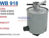 Wunder WB918 Mazot Filtresi Nissan Patrol II 3,0 D 4X4 - 1