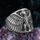 Kartal Tasarımlı 925 Ayar Gümüş Erkek Yüzük thumbnail 1