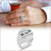 Hasbiyallah Yazılı 925 Ayar Gümüş Erkek Yüzük thumbnail 4