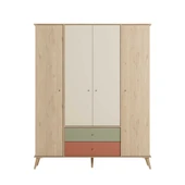 Terra 4 Kapaklı 2 Çekmeceli Gardırop - Florida Meşe/Karışık Renk 162x204x54 cm - 3