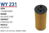 Wunder WY231 YAĞ FİLTRESİ - BMW X1 -İ 8 -(F45-F46) - MINI III F S - 1