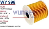 Wunder WY996 Yağ Filtresi X-Traıl 01- Pıck-Up D23 Skystar 03- - 1