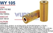 Wunder WY105 YAĞ FİLTRESİ - VOLKSWAGEN LT 35 - GOLF IV TDI - BORA - 1