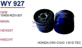 Wunder WY927 Wy927 Yag Filtresi - Ssangyong Tivoli - Xlv Suv E-Xgi 540122829 - 1