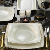 Kütahya Porselen Bone Mare 62 Parça 11372 Desenli Yemek Takımı - 1