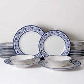 Güral Porselen Yonca 24 Parça Yemek Takımı Koyu Mavi 4832 - 4