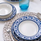 Güral Porselen Yonca 24 Parça Yemek Takımı Koyu Mavi 4832 - 1