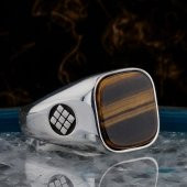 Kaplangözü Taşlı Desenli 925 Ayar Gümüş Erkek Yüzük thumbnail 1