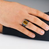 Kaplangözü Taşlı 925 Ayar Gümüş Erkek Yüzük thumbnail 2