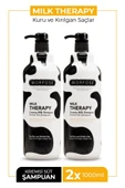 Morfose Milk Therapy Şampuan 1000 ml 2 Adet - Nemlendirme Ve Yumuşak Saçlar - 1
