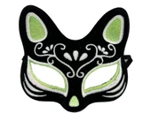 Nessiworld  Siyah Renk Üzeri Gümüş Yeşil Simli Süet Kaplama Kedi Maskesi 17x14 cm thumbnail 2