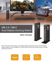 NPO TCD-102 MacOS/Windows 4k 60hz 2xHDMI 4xUSB2.0 2xUSB3.1 1xTypeB 2x3,5mm Gigabit Docking Station (Silinecek) - 4