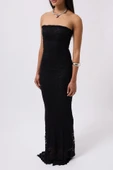 Straplez Dantel Maxi Elbise - 4