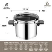 Amboss ENİ-8668 Enio Matik 22 cm 4 lt Düdüklü Tencere - 1