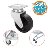 Ofis Koltuk Tekeri Vidalı Yük Taşıma Mobilya Alışveriş Sepeti Tablalı Teker 50 MM x 20 mm Siyah - 1
